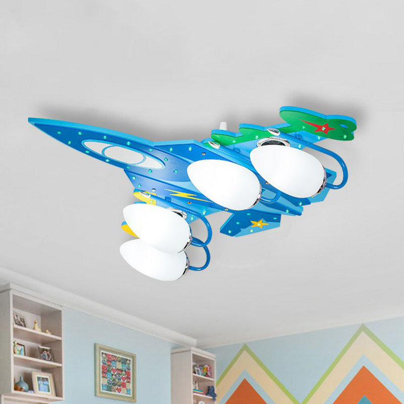 Aircraft Flush Light Nordic Style Wood Blue LED Flush Ceiling Light Fixture for Child Room Clearhalo 'Ceiling Lights' 'Close To Ceiling Lights' 'Close to ceiling' 'Flush mount' Lighting' 2252964