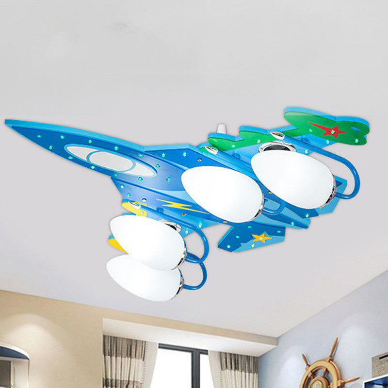 Aircraft Flush Light Nordic Style Wood Blue LED Flush Ceiling Light Fixture for Child Room Blue Clearhalo 'Ceiling Lights' 'Close To Ceiling Lights' 'Close to ceiling' 'Flush mount' Lighting' 2252965