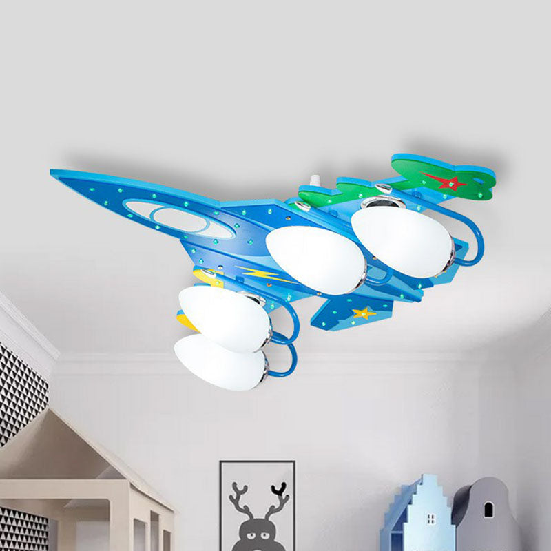 Aircraft Flush Light Nordic Style Wood Blue LED Flush Ceiling Light Fixture for Child Room Clearhalo 'Ceiling Lights' 'Close To Ceiling Lights' 'Close to ceiling' 'Flush mount' Lighting' 2252966