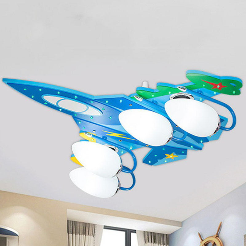 Aircraft Flush Light Nordic Style Wood Blue LED Flush Ceiling Light Fixture for Child Room Clearhalo 'Ceiling Lights' 'Close To Ceiling Lights' 'Close to ceiling' 'Flush mount' Lighting' 2252967