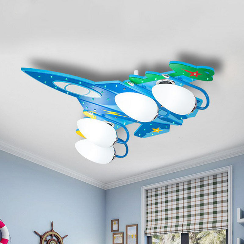 Aircraft Flush Light Nordic Style Wood Blue LED Flush Ceiling Light Fixture for Child Room Clearhalo 'Ceiling Lights' 'Close To Ceiling Lights' 'Close to ceiling' 'Flush mount' Lighting' 2252968