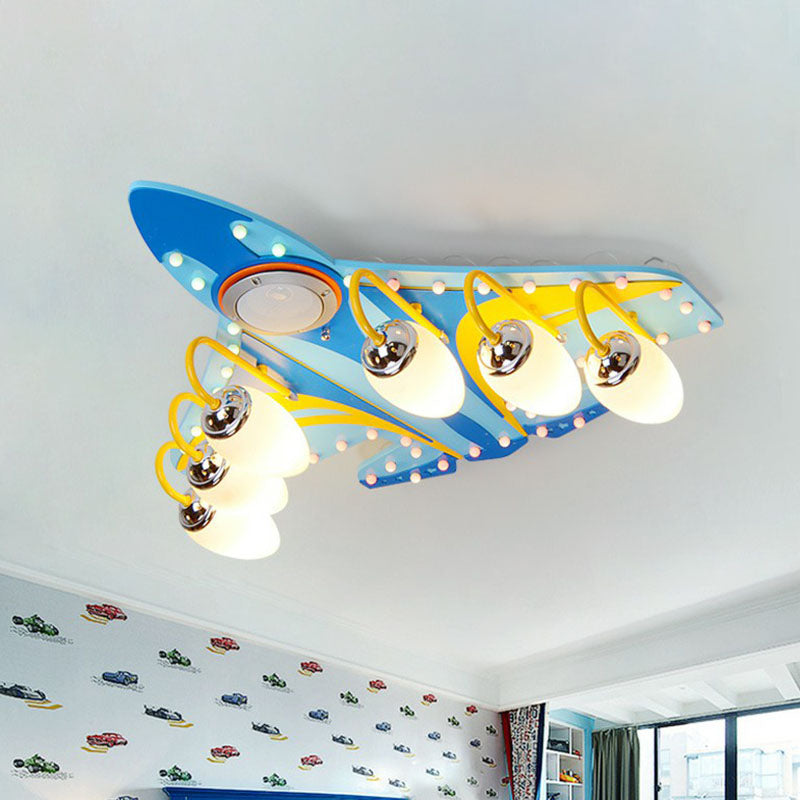 Blue Aircraft Flush Mount Lighting Kids Style Metal LED Flush Mount Fixture for Nursery Clearhalo 'Ceiling Lights' 'Close To Ceiling Lights' 'Close to ceiling' 'Flush mount' Lighting' 2252972