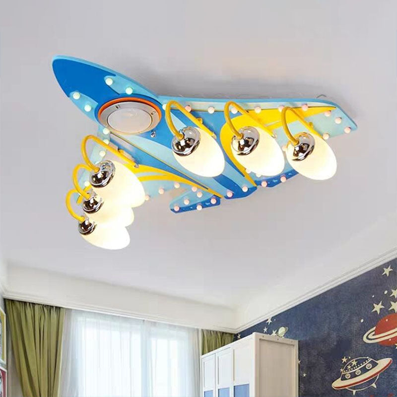 Blue Aircraft Flush Mount Lighting Kids Style Metal LED Flush Mount Fixture for Nursery Clearhalo 'Ceiling Lights' 'Close To Ceiling Lights' 'Close to ceiling' 'Flush mount' Lighting' 2252974