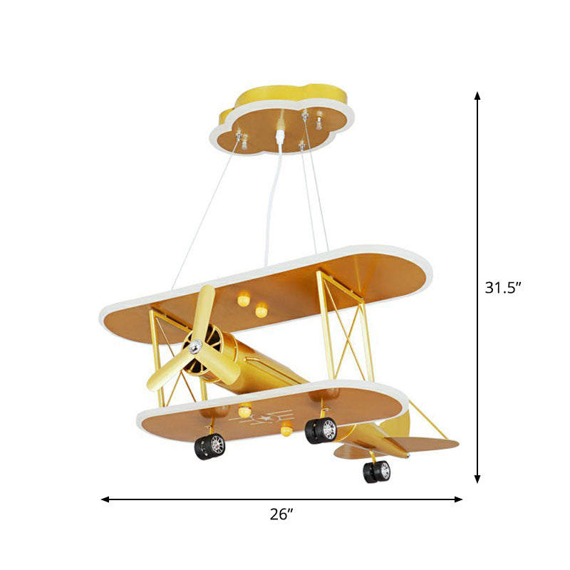 Airplane Acrylic LED Ceiling Lighting Childrens Yellow Chandelier Light Fixture for Nursery Clearhalo 'Ceiling Lights' 'Chandeliers' Lighting' options 2253042