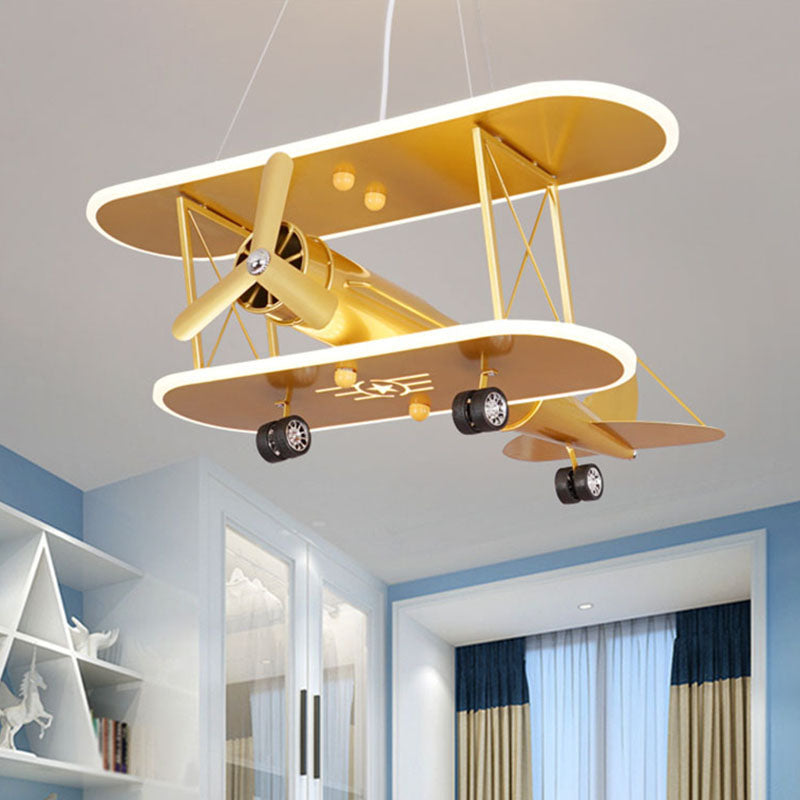 Airplane Acrylic LED Ceiling Lighting Childrens Yellow Chandelier Light Fixture for Nursery Clearhalo 'Ceiling Lights' 'Chandeliers' Lighting' options 2253043