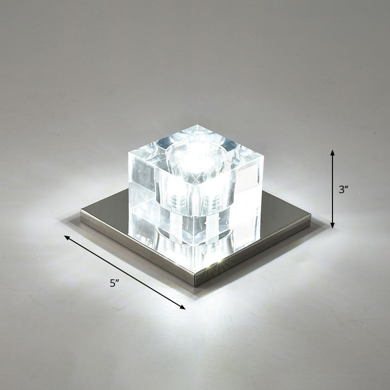 Crystal Block Mini Flush Light Modern Style Clear LED Flush Ceiling Light for Corridor Clear 5