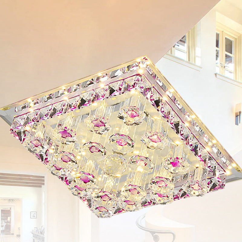 Crystal Block Square Flush Mount Lighting Minimalist LED Flush Mount Fixture for Corridor Clearhalo 'Ceiling Lights' 'Close To Ceiling Lights' 'Close to ceiling' 'Flush mount' Lighting' 2253301