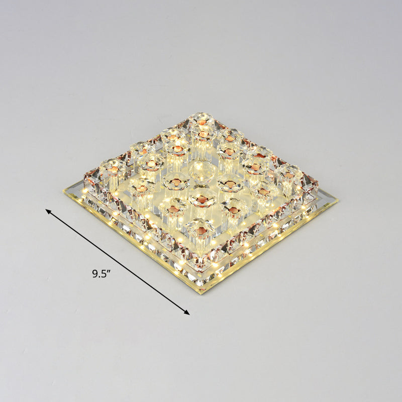 Crystal Block Square Flush Mount Lighting Minimalist LED Flush Mount Fixture for Corridor Clearhalo 'Ceiling Lights' 'Close To Ceiling Lights' 'Close to ceiling' 'Flush mount' Lighting' 2253306