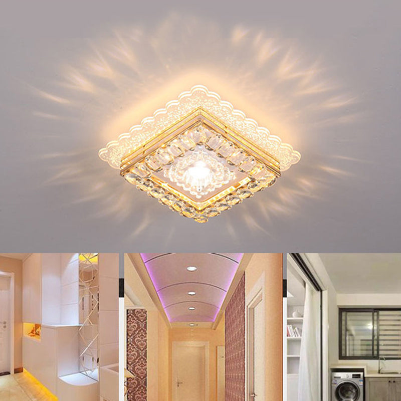 Geometrical Crystal LED Flush Mount Modern Clear Flushmount Ceiling Light for Passage Clearhalo 'Ceiling Lights' 'Close To Ceiling Lights' 'Close to ceiling' 'Flush mount' Lighting' 2253308