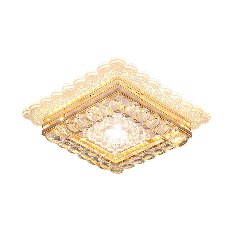 Geometrical Crystal LED Flush Mount Modern Clear Flushmount Ceiling Light for Passage Clearhalo 'Ceiling Lights' 'Close To Ceiling Lights' 'Close to ceiling' 'Flush mount' Lighting' 2253311