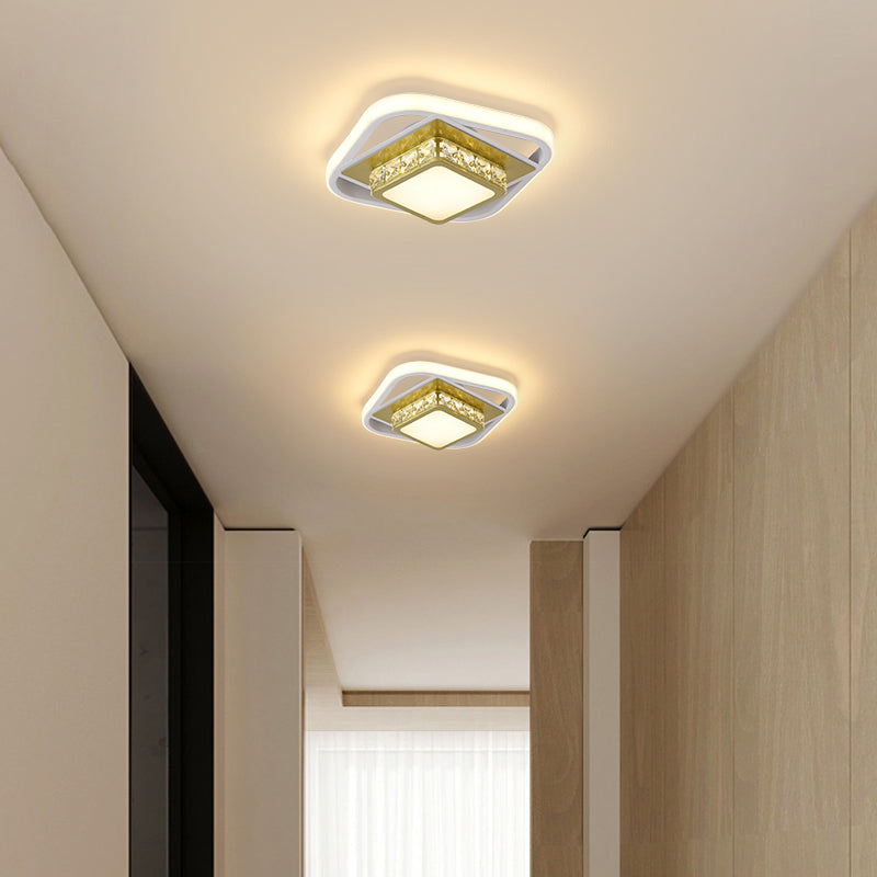 Square Flush Light Nordic Style Acrylic Entryway LED Flush Ceiling Light with Decorative Crystal Clearhalo 'Ceiling Lights' 'Close To Ceiling Lights' 'Close to ceiling' 'Flush mount' Lighting' 2253337