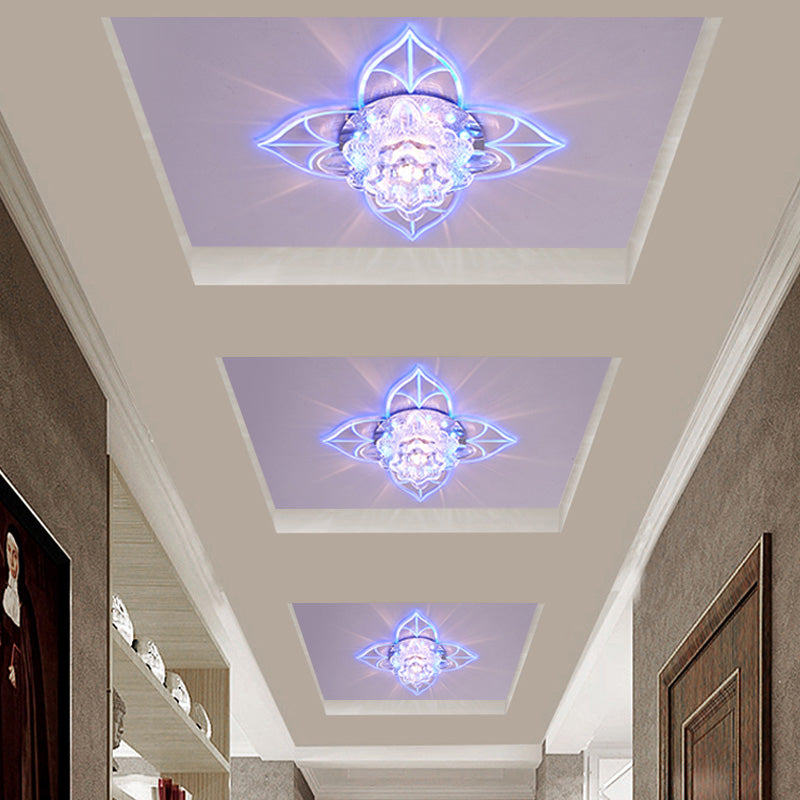 Blossom Crystal Flush Ceiling Light Contemporary Clear LED Flush Mount Lighting for Corridor Clearhalo 'Ceiling Lights' 'Close To Ceiling Lights' 'Close to ceiling' 'Flush mount' Lighting' 2253356