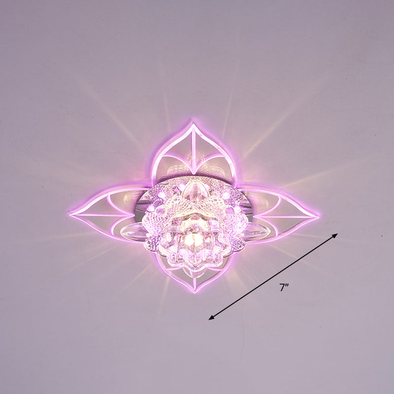 Blossom Crystal Flush Ceiling Light Contemporary Clear LED Flush Mount Lighting for Corridor Clear Pink Clearhalo 'Ceiling Lights' 'Close To Ceiling Lights' 'Close to ceiling' 'Flush mount' Lighting' 2253358