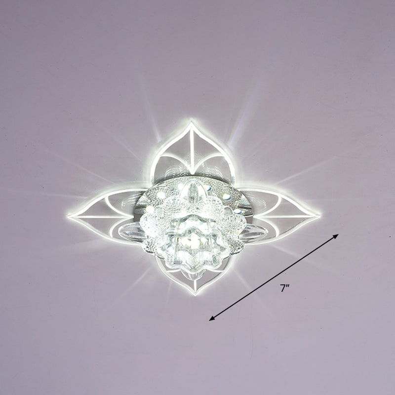 Blossom Crystal Flush Ceiling Light Contemporary Clear LED Flush Mount Lighting for Corridor Clear White Clearhalo 'Ceiling Lights' 'Close To Ceiling Lights' 'Close to ceiling' 'Flush mount' Lighting' 2253360