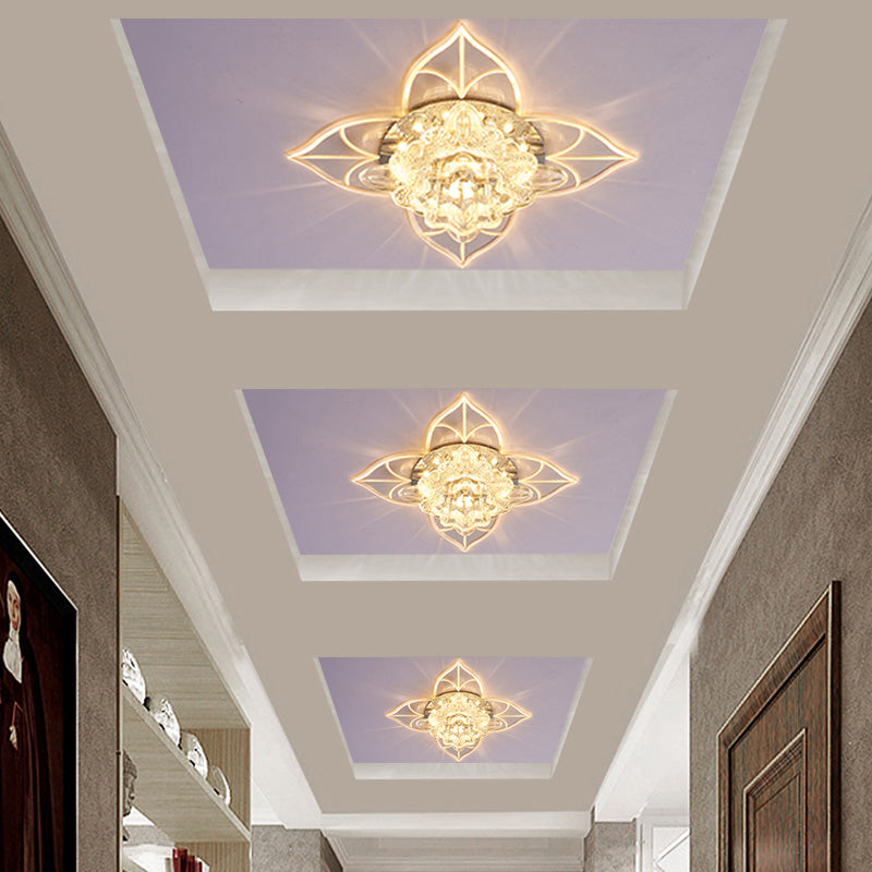 Blossom Crystal Flush Ceiling Light Contemporary Clear LED Flush Mount Lighting for Corridor Clearhalo 'Ceiling Lights' 'Close To Ceiling Lights' 'Close to ceiling' 'Flush mount' Lighting' 2253361