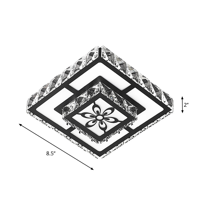 Square Shape Flush Light Modern Style Crystal Corridor LED Flush Ceiling Light Fixture Clearhalo 'Ceiling Lights' 'Close To Ceiling Lights' 'Close to ceiling' 'Flush mount' Lighting' 2253529