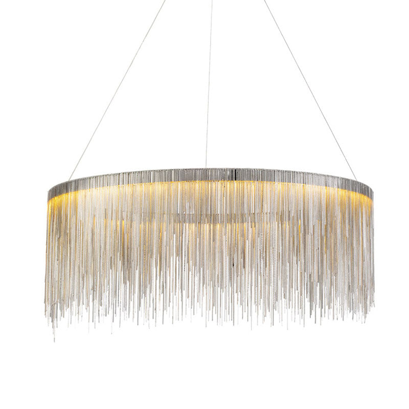 Metal Fringe Circular Pendant Light Postmodern Style Single Suspension Light Fixture for Living Room Clearhalo 'Ceiling Lights' 'Modern Pendants' 'Modern' 'Pendant Lights' 'Pendants' Lighting' 2253556