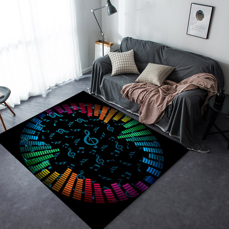 Multi-Colored Bedroom Rug Funky Music Printed Area Rug Polyster Anti-Slip Backing Pet Friendly Carpet Clearhalo 'Area Rug' 'Rug' 2253700