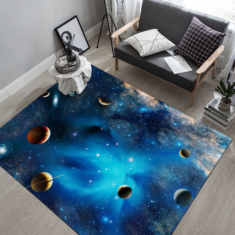 Natural Living Room Rug Multi-Color Space Print Rug Polypropylene Non-Slip Washable Area Carpet Royal Blue Clearhalo 'Area Rug' 'Rug' 2253723