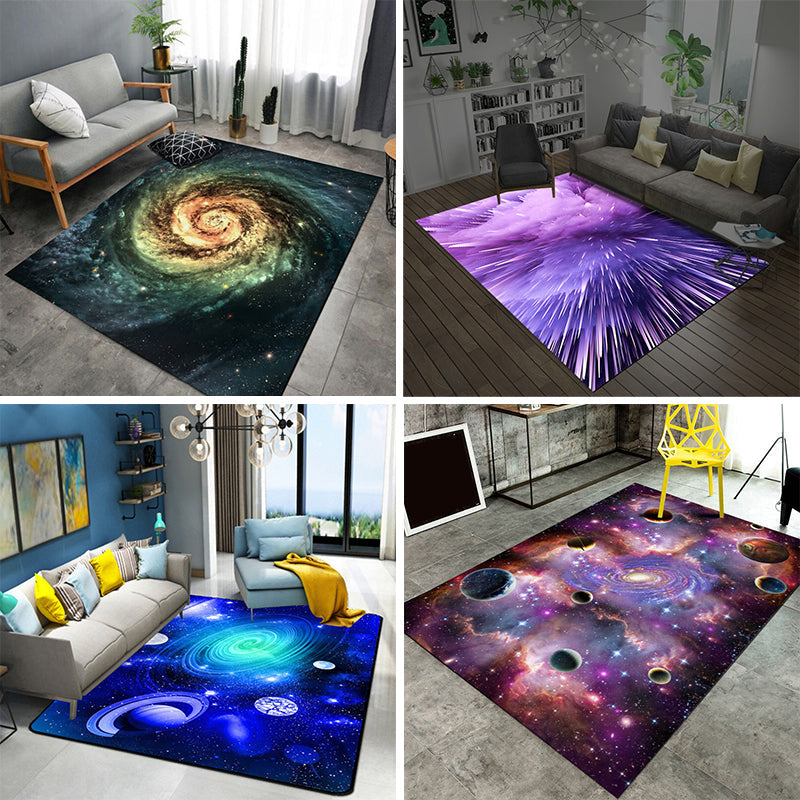 Multi Color Novelty Rug Polyster Space Pattern Area Rug Non-Slip Backing Machine Washable Carpet for Bedroom Clearhalo 'Area Rug' 'Rug' 2253729