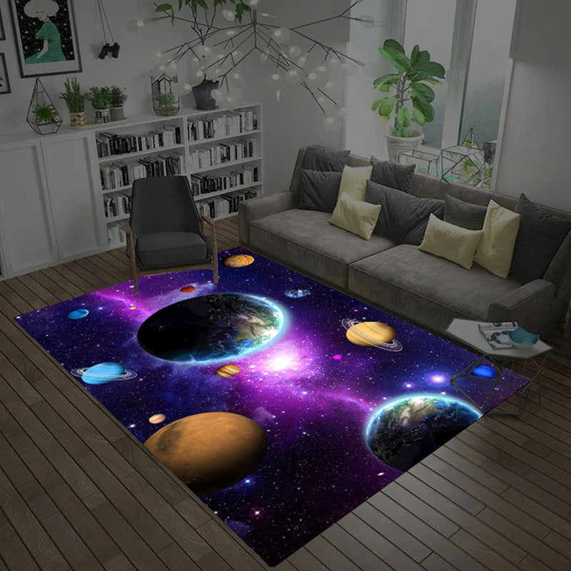 Multi Color Novelty Rug Polyster Space Pattern Area Rug Non-Slip Backing Machine Washable Carpet for Bedroom Clearhalo 'Area Rug' 'Rug' 2253731