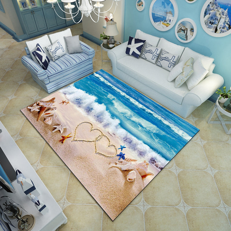 Novelty Living Room Rug Multi-Color Beach Pattern Carpet Polypropylene Anti-Slip Backing Washable Rug Clearhalo 'Area Rug' 'Rug' 2253800