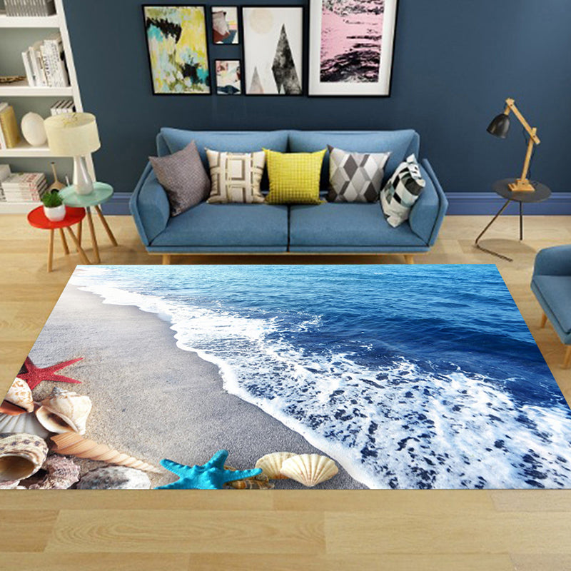 Cute Animal Print Rug Multi Colored Polypropylene Area Rug Polyster Non-Slip Backing Washable Carpet Ocean Blue Clearhalo 'Area Rug' 'Rug' 2253811