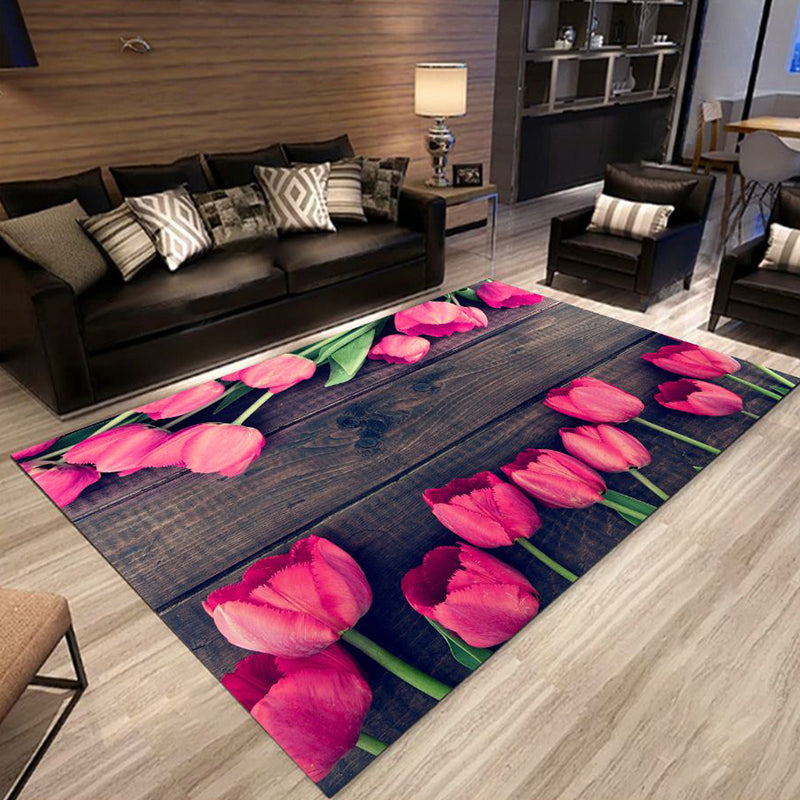 Multi Colored Trendy Rug Polypropylene Floral Printed Area Carpet Anti-Slip Backing Pet Friendly Rug for Parlor Clearhalo 'Area Rug' 'Rug' 2253827