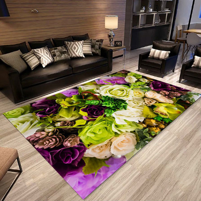 Multi Colored Trendy Rug Polypropylene Floral Printed Area Carpet Anti-Slip Backing Pet Friendly Rug for Parlor Clearhalo 'Area Rug' 'Rug' 2253831