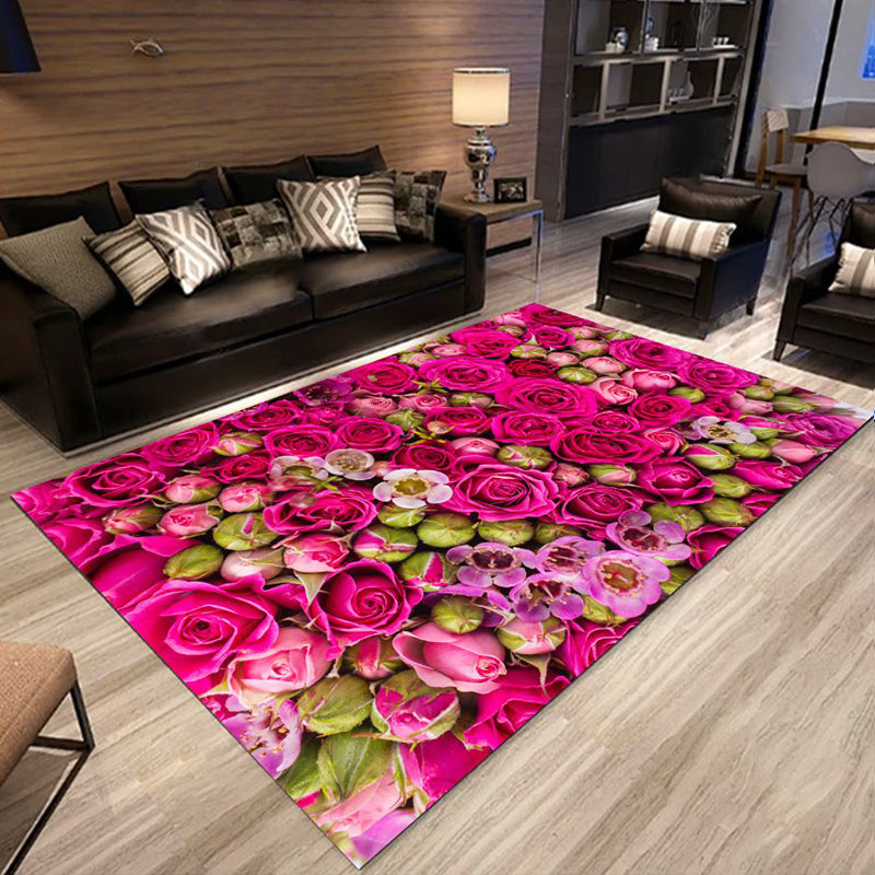 Multi Colored Trendy Rug Polypropylene Floral Printed Area Carpet Anti-Slip Backing Pet Friendly Rug for Parlor Clearhalo 'Area Rug' 'Rug' 2253833