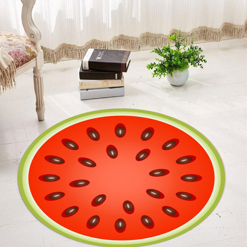 Multi-Colored Fruit Pattern Rug Polyster Casual Area Carpet Pet Friendly Washable Easy Care Rug for Decoration Watermelon Red Clearhalo 'Area Rug' 'Rug' 2253837