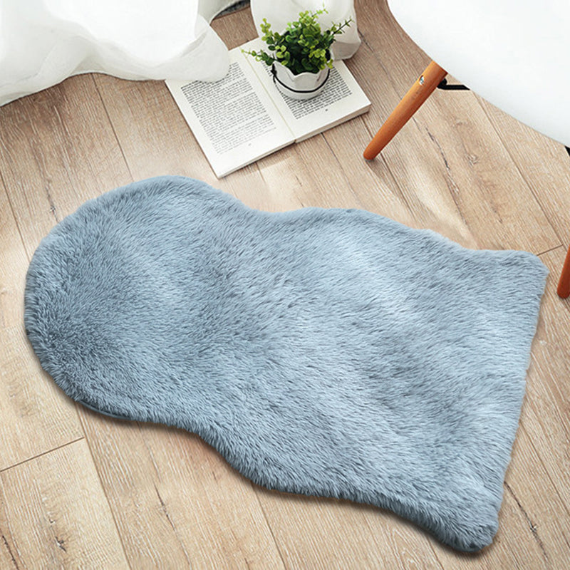 Irregular-Shape Plain Rug Multi Colored Nordic Rug Plush Pet-Friendly Anti-Slip Backing Washable Rug for Room Grey 2' x 3'3