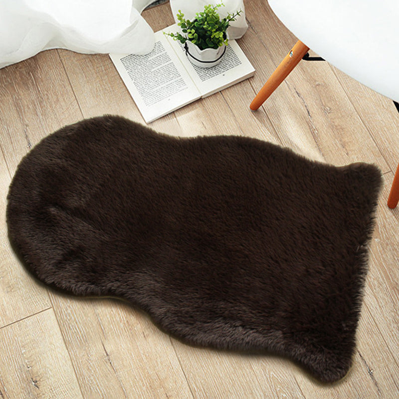 Irregular-Shape Plain Rug Multi Colored Nordic Rug Plush Pet-Friendly Anti-Slip Backing Washable Rug for Room Brown 2' x 3'3