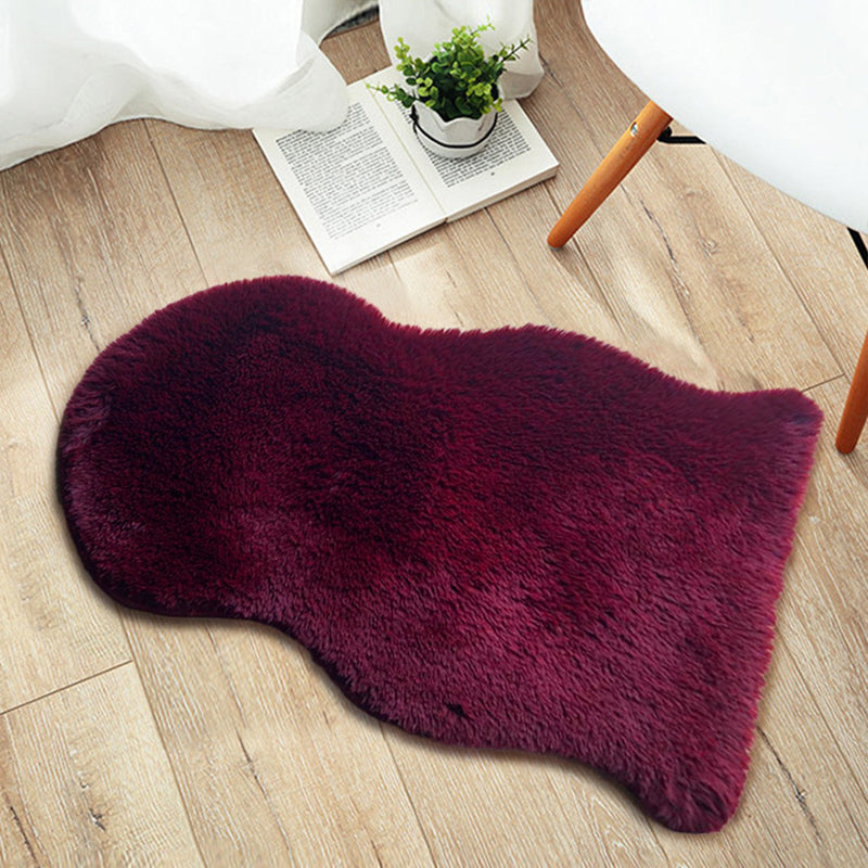 Irregular-Shape Plain Rug Multi Colored Nordic Rug Plush Pet-Friendly Anti-Slip Backing Washable Rug for Room Burgundy 2' x 3'3