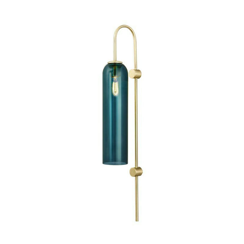 Retro Tubular Wall Mount Light Glass 1 Head Living Room Gooseneck Wall Lighting Fixture Clearhalo 'Cast Iron' 'Glass' 'Industrial' 'Modern wall lights' 'Modern' 'Tiffany' 'Traditional wall lights' 'Wall Lamps & Sconces' 'Wall Lights' Lighting' 2254436