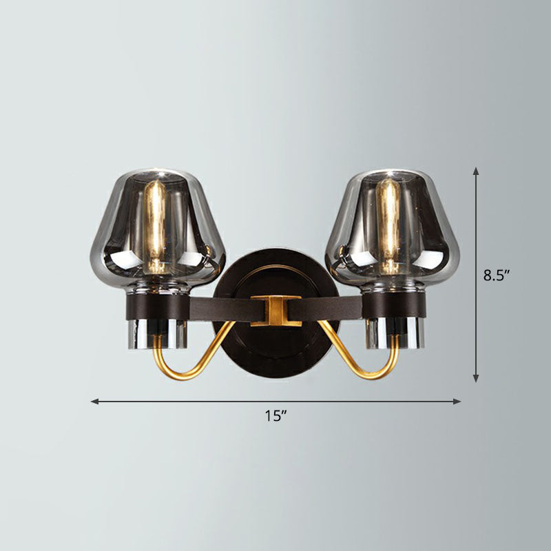 Conical Porch Wall Mount Lighting Glass 1-Light Post-Modern Wall Mount Light Fixture 2.0 Smoke Gray Clearhalo 'Cast Iron' 'Glass' 'Industrial' 'Modern wall lights' 'Modern' 'Tiffany' 'Traditional wall lights' 'Wall Lamps & Sconces' 'Wall Lights' Lighting' 2254565