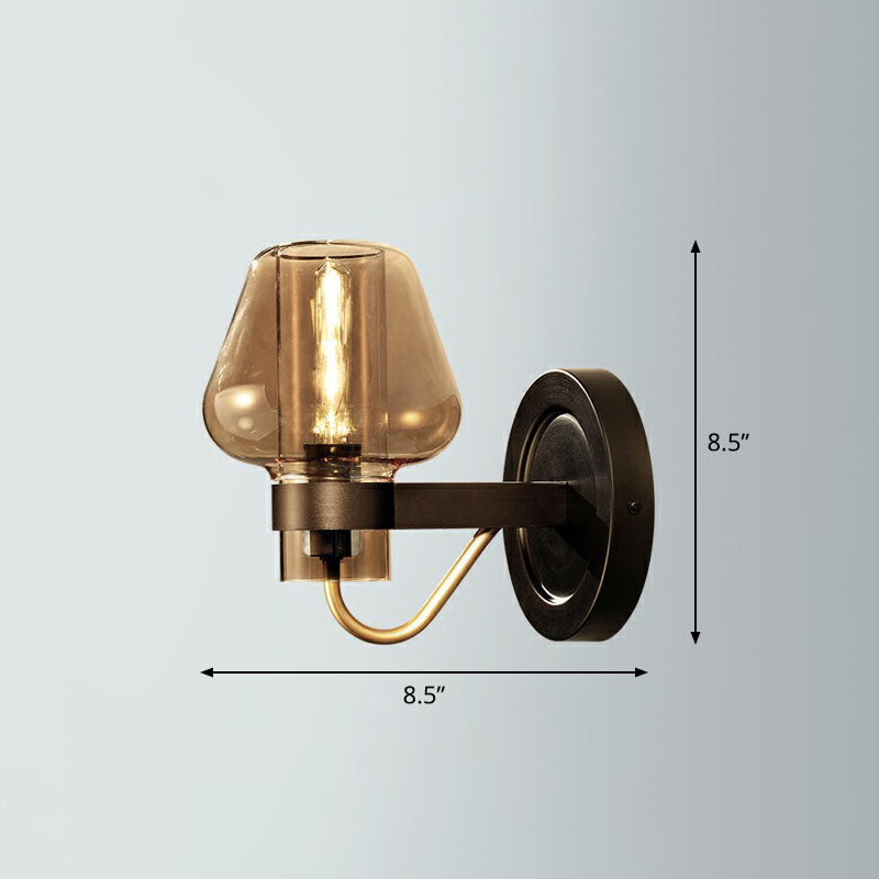 Conical Porch Wall Mount Lighting Glass 1-Light Post-Modern Wall Mount Light Fixture 1.0 Amber Clearhalo 'Cast Iron' 'Glass' 'Industrial' 'Modern wall lights' 'Modern' 'Tiffany' 'Traditional wall lights' 'Wall Lamps & Sconces' 'Wall Lights' Lighting' 2254571