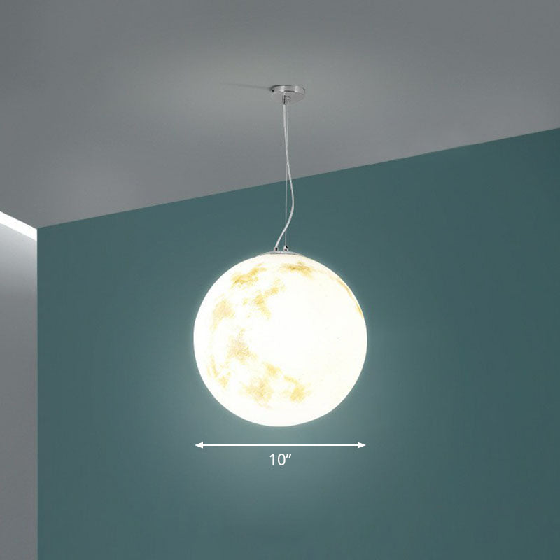 Decorative 1-Light Ceiling Pendant White Moon Hanging Light with Acrylic Shade for Restaurant White 10