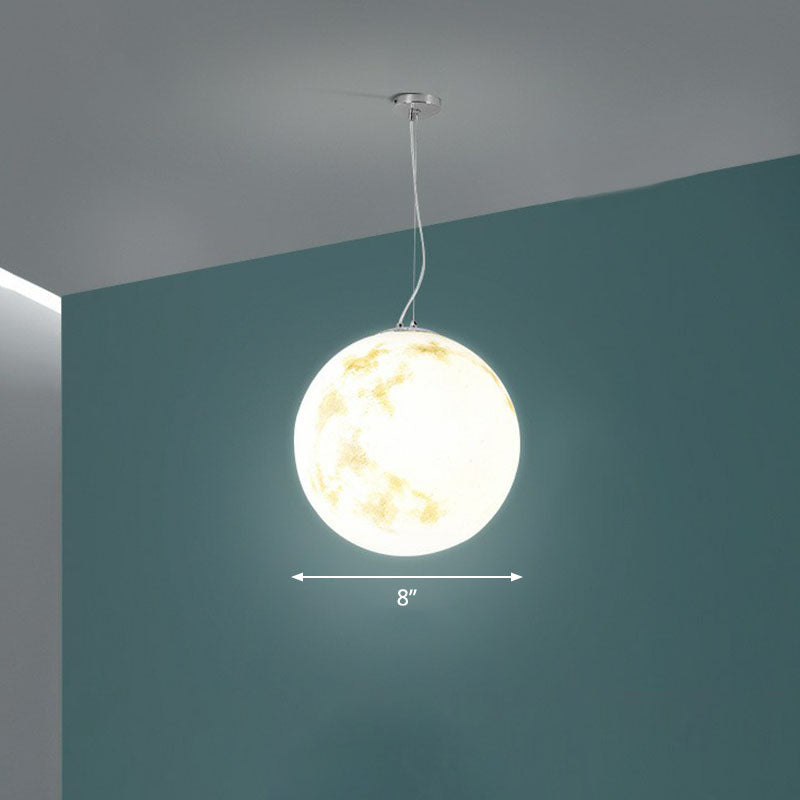 Decorative 1-Light Ceiling Pendant White Moon Hanging Light with Acrylic Shade for Restaurant White 8