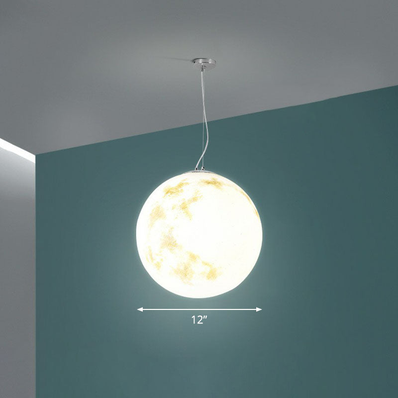 Decorative 1-Light Ceiling Pendant White Moon Hanging Light with Acrylic Shade for Restaurant White 12