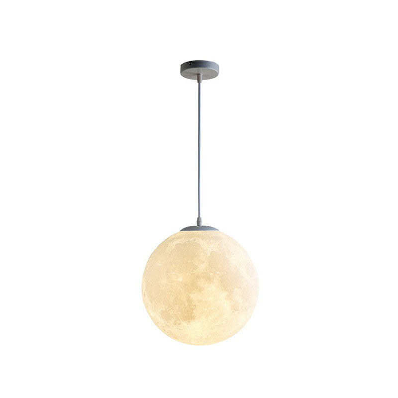 Moon Shaped LED Pendulum Light Art Deco PLA Restaurant Hanging Light Fixture in White White 8