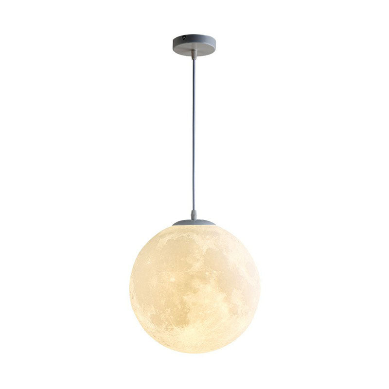 Moon Shaped LED Pendulum Light Art Deco PLA Restaurant Hanging Light Fixture in White White 10