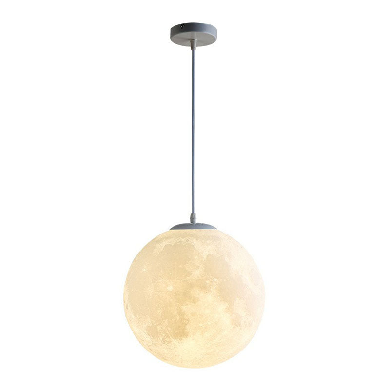 Moon Shaped LED Pendulum Light Art Deco PLA Restaurant Hanging Light Fixture in White White 12