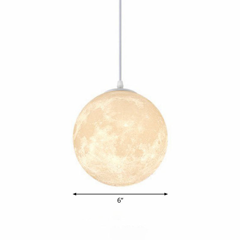 Moon Restaurant Suspension Lamp Metal Artistic LED Hanging Ceiling Light in White White 6