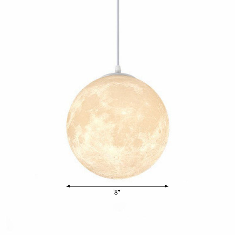 Moon Restaurant Suspension Lamp Metal Artistic LED Hanging Ceiling Light in White White 8