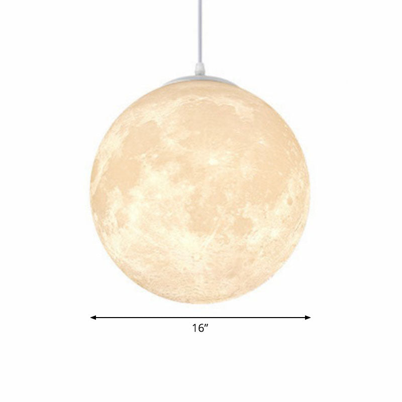 Moon Restaurant Suspension Lamp Metal Artistic LED Hanging Ceiling Light in White White 16