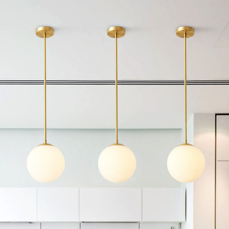 Globe Kitchen Pendant Lighting Cream Glass 1-Light Simplicity Hanging Light in Gold Clearhalo 'Ceiling Lights' 'Modern Pendants' 'Modern' 'Pendant Lights' 'Pendants' Lighting' 2254680