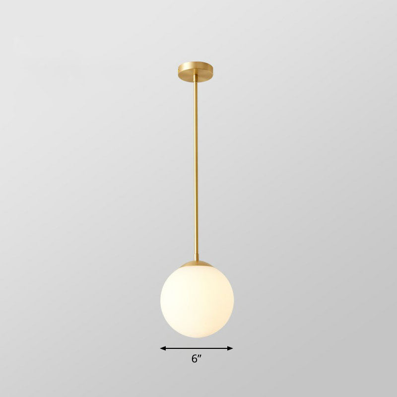 Globe Kitchen Pendant Lighting Cream Glass 1-Light Simplicity Hanging Light in Gold Gold 6