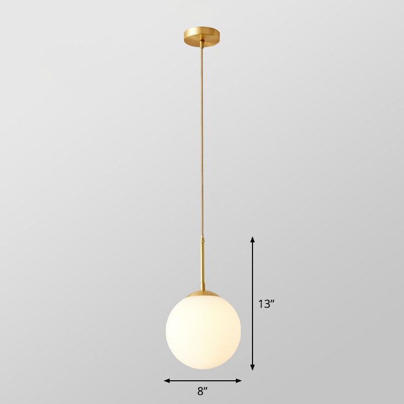 Globe Kitchen Pendant Lighting Cream Glass 1-Light Simplicity Hanging Light in Gold Gold 8