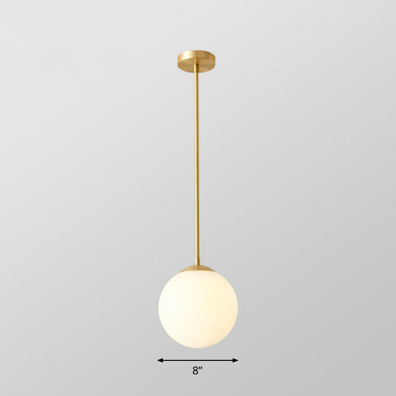 Globe Kitchen Pendant Lighting Cream Glass 1-Light Simplicity Hanging Light in Gold Gold 8